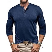 economico Cime-Per uomo Camicia da escursionismo cima dell&#039;escursionismo Camicia Henley Manica Lunga Maglietta Top Esterno Leggero Traspirante Zip a un quarto Poliestere Nero Bianco Blu marino Tennis Golf Corsa