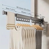 cheap Home Storage &amp; Hooks-3/4 Fold Wall-Mounted Clothes Drying Rack with Rotating Design Space-Saving Foldable Clothes Hanger for Balcony, Laundry Room, Bathroom
