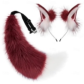 economico Accessori per acconciature-Set di orecchie di volpe pelose, fascia per capelli e coda – orecchie e coda di animali realistici, accessori per cosplay per Halloween, feste, convention e spettacoli