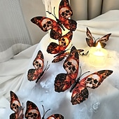 olcso Halloween-Halloween 3D csontváz pillangó faldekoráció - 12 db py3041 matrica háttérként