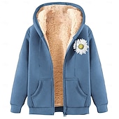 baratos Moletom com capuz de lã-Homens Full Zip Hoodie Moletom com zíper Casaco de lã Moletom de lã Adamascado Preto Vinho Vermelho Azul Com Capuz Margarida Tecido Estampas Abstratas Zíper Bolsos Desportos e Ar livre Casual Diário
