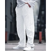 お買い得  クラシック-男性用 リネンパンツ ズボン サマーパンツ ビーチパンツ ポケット 弾性ウエスト ドローストリング 平織り 履き心地よい 高通気性 バケーション 日常 祝日 ハワイアン ボヘミアン ブラック ホワイト
