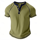 levne Ležérní tričko Henley-Pánské Tričko Henley Tričko Top Tričko ze směsi bavlny Krátký rukáv Barevné bloky Bez vzoru Retro Módní Designové Základní Kontrastní krajka Klínové rukávy Henley ulice Ležérní Běžné / Denní Léto