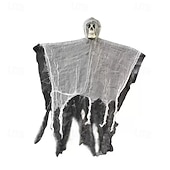 お買い得  ハロウィンの屋外装飾-ハロウィーンの大きな吊り下げゴーストの恐ろしい頭蓋骨の装飾、お化け屋敷と脱出部屋の小道具、バー、KTV、パーティー、不気味なハロウィーンの装飾のための魔女とホラーシーンのセットアップ