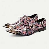 cheap Premium Leather Loafers-Men&#039;s Punk-Inspired Pink Python Print Monk Strap Shoes – Statement Dress Footwear for Stylish Men at Clubs and Special Occasions