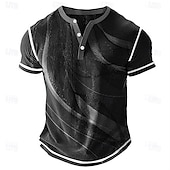 preiswerte Geometrisch-Herren Geometrisch Abstrakt Henley Hemd Waffel-T-Shirt Kurzarm Täglich Retro Vintage Klassisch Sport im Freien Lässig Ferien Frühling &amp; Sommer Ganzjahres Gelb Blau Purpur Grau Henley Henley T-Shirt