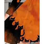 cheap 3D Cartoon Dress-Halloween Girls&#039; 3D Cat Dress Long Sleeve Summer Spring Vacation Daily Holiday Princess Beautiful Sweet Kids 4-12 Years Casual Dress A Line Dress Knee-length Regular Fit