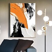 levne Abstraktní malby-Velká olejomalba ručně malovaná oranžová abstraktní olejomalba černá olejomalba ručně malovaná moderní malba moderní kancelářské umění plátno obrazy do obývacího pokoje ložnice nástěnná dekorace