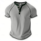 levne Ležérní tričko Henley-Pánské Tričko Henley Tričko Top Tričko ze směsi bavlny Krátký rukáv Barevné bloky Bez vzoru Retro Módní Designové Základní Kontrastní krajka Klínové rukávy Henley ulice Ležérní Běžné / Denní Léto