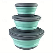 economico Attrezzatura da Campeggio-Set di 3 ciotole pieghevoli in silicone - senza BPA e a prova di perdite &amp;durevole - pieghevole &amp;design espandibile per una facile conservazione - perfetto per i viaggi in campeggio &amp;avventure
