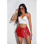 economico Fondi-Retrò Vintage Anni '80 Metallico Lucido Shorts pantaloncini corti Disco Paillettes Tinta unica Costume Per donna Costume di Carnevale Carnevale Club Parata dell'Orgoglio Mese dell'orgoglio Adulti