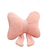 baratos Fronhas de Almofadas de Decoração-Almofada de apoio lombar com laço rosa, almofada de pelúcia macia para cadeira de escritório, dormitório ou sofá, almofada decorativa fofa para cintura &amp;conforto do assento