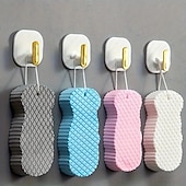 baratos Utensílios de Casa de Banho-Pacote com 4 esponjas de banho esfoliantes super macias – esfoliante corporal 3D hipoalergênico, material TPR, limpeza profunda manual &amp;suavização da pele, rosa/azul/branco/cinza