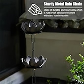 baratos Produtos de limpeza-Corrente coletora de chuva de lótus dourada de 47 polegadas para calhas externas com adaptador para fluxo de água eficiente &amp;Protetor de calha anti-respingos para decoração de jardim, drenagem de