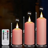 preiswerte Kerzenlicht-3/4/6/9 Stück Halloween Weihnachten zylindrisches Laden elektronisches Kerzenlicht Fernbedienung Timing Innen- und Außenbereich Hof Hochzeit Party Atmosphäre Dekoration hellviolett rosa