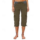 abordables Bas-Femmes Pantalons Cargo Pantalons de randonnée Extérieur Coupe régulière Respirant Bas Avec Poches Noir Vert Véronèse Coton Camping / Randonnée Course S M L XL XXL