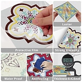 abordables Pegatinas de pared-24 pegatinas de azulejos de estilo marroquí, calcomanías de pared de PVC con película de cristal engrosada, impermeables &amp;Decoración de pared de azulejos retro extraíbles y a prueba de aceite para