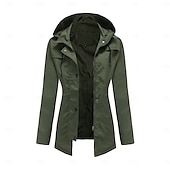 abordables veste active-Femmes Manteau Confortable Avec Poches Fermeture intégrale Mode street style Uni Extérieur Décontracté Quotidien Long À capuche Coupe régulière manche longue Vêtements d&#039;extérieur Noir Jaune Rose