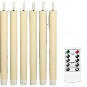 economico Luci di candela-6 candele elettroniche di simulazione di Halloween e Natale da 16,5/17,5/22,5 cm, con telecomando, batteria AAA, per interni ed esterni, per feste nuziali, decorazioni luminose