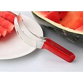 billige Kjøkkenutstyr og -redskap-Rustfri vannmelonskiver hurtig fruktkutterverktøy multifunksjonell vannmelonkniv i rustfritt stål melonskjærer fruktdeler kjøkkenutstyr for cantaloupe honningdegg ananas