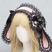 economico Accessori per acconciature-Graziosa fascia per capelli con orecchie da coniglio in stile lolita – orecchie da coniglio con fiocco, fascia per capelli in stile lolita per cosplay, feste e accessori moda