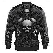 levne Gothic a lebka-Halloween Pánské Lebky Mikina Mikina Mikina s kapucí Tričkový Na běžné nošení 3D tisk Černá Žlutá Výstřih ke krku 3D tisk 3D Celý rok Návrhář