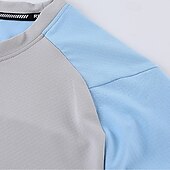 abordables Tapas-Hombre Camiseta de rendimiento Camiseta deportiva Manga Larga Cuello Barco Camiseta Al aire libre Secado rápido Reductor del Sudor antiolor Transpirable Poliéster Retazos Rosa Azul Azul cielo Tenis