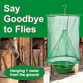 Χαμηλού Κόστους έλεγχος παρασίτων-Πακέτο 4 παγίδων μυγών για εξωτερικούς χώρους, παγίδες μυγών, κρεμαστά κλουβιά για εσωτερικούς ή εξωτερικούς χώρους, αγροκτήματα, πάρκα, στάβλους, κήπους, εστιατόρια