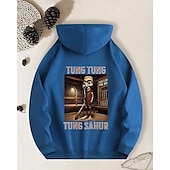 billiga Pojkens 3D Sporter &amp; Spel-Pojkars avslappnad långärmad huvtröja med tung tung tung sahur-tryck vår höst mode streetwear barn 4-12 år huva utomhus daglig normal passform