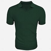 preiswerte Klassisches Poloshirt für Herren-Herren Golfshirt Lässig Sport Revers Gerippter Polokragen Kurzarm Mode Basic Einfach Vertikale Streifen Klassisch Sommer Frühling Ganzjahres Normale Passform Wein Schwarz Grün Marineblau Golfshirt