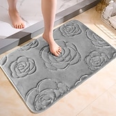 preiswerte Teppiche &amp; Matten &amp; Teppiche-Saugfähige Badematte mit Rosenprägung – rutschfester Badezimmerteppich, ultraweicher Komfort, gestricktes Polyester, leicht, waschbar, für Eingangsbereich oder Schlafzimmer, maschinenwaschbarer Teppich für den Innenbereich