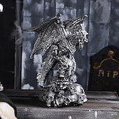 お買い得  ハロウィンの吊るし飾りとテーブルトップ装飾-ハロウィン樹脂フィギュアスケルトン魔法のドラゴン像ゴシック樹脂工芸装飾家庭用ガーデン不気味なファンタジーオーナメントお化け屋敷ホリデーパーティーディスプレイアクセサリー