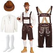 abordables pantalones de cuero-Oktoberfest Lederhosen Camisas Sombrero alpino bávaro Alemán prados Hombre Carnaval Fiesta Festival de Cerveza Paño de estilo tradicional Blusa Pantalones cortos Accesorios