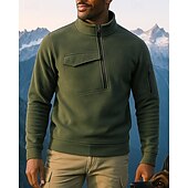 halpa Fleece ja 3 in 1 takit-Miesten Fleece-collegepaita Pitkähihainen Stand-kaula-aukko Topit Ulko- Pidä lämpimänä Talvi Polyesteri Musta Armeijan vihreä Harmaa Matkailu Juoksu