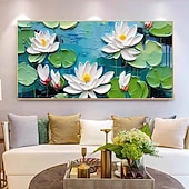cheap Floral/Botanical Paintings-Large Handmade 3D Oil Painting Large Abstract Flower Vase Oil Painting on Canvas Wall Art Colorful Texture Wall Art Original Floral Art Custom Painting Living Room Decor