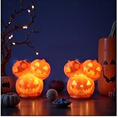 お買い得  ハロウィン室内-ハロウィンかぼちゃランタン 光る装飾小道具 3頭ミュータントかぼちゃランタン 雰囲気のある飾りランプ 1個