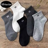 economico calzini da uomo-Per uomo 10 coppie Pacchi Multipli Calzini Calzini da Corsa Calzini Casual Nero+Bianco+Grigio Nero Colore Lettera Vacanza Sport &amp; Outdoor Quotidiano Base Medio Primavera Autunno Moda Casual