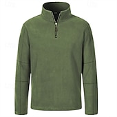 economico felpe in pile-Per uomo Maglia Felpa con cappuccio in pile Felpa con zip corta Nero Marrone Verde Cachi Grigio scuro Collo Alto Semplice Zip a un quarto Sport &amp; Outdoor Casuale Quotidiano Streetwear Cool