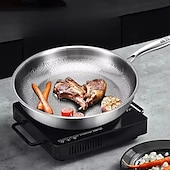 economico Utensili da cucina-padella martellata in titanio pro con coperchio, padelle antiaderenti multifunzionali ultra resistenti e antigraffio per cucinare in cucina