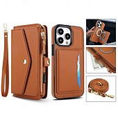 tanie Etui do iPhone&#039;ów-telefon Kılıf Na iPhone 16 15 14 Pro Max Plus iPhone 16e iPhone’a 13 Pro Max . iPhone 13 Mini Etui na karty portfela ze smyczą Obsługa ładowania bezprzewodowego Gniazdo karty Retro TPU Skóra PU