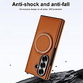 halpa Samsung-kotelot-puhelin Etui Käyttötarkoitus Samsung Galaxy Z-taitto 7 Z Taita 6 Z Fold 5 Z Fold 4 Z Fold 3 Lompakkokorttikotelo Tukee langatonta latausta Tukijalka Iskunkestävä Retro TPU PU-nahka