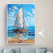 זול Landscape Prints-הדפס קנבס מודרני מופשט של מפרשית אוקיינוס, אמנות קיר גדולה מחוץ למסגרת, מפרשית בנושא אוקיינוס, מתאימה לעיצוב סלון וחדר שינה