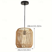 cheap Pendant Lights-Rattan Pendant Light - Boho Lamp Hanging Diameter 26 cm Vintage Ceiling Light Rattan E27 Pendant Light Braided for Dining Table Kitchen Living Room Bedroom Hallway