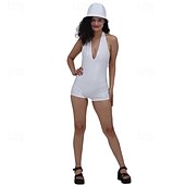 levne oblečení-Kovový 80. léta Lesklý latexový patent One Piece Šaty s kraťasy PU kůže Pevná barva Maškarní kostým Dámské Karnevalový kostým Karneval Plesová maškaráda Párty Pride Parade Měsíc hrdosti Dospělé