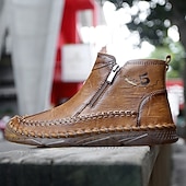 abordables Bottines-Bottines zippées faites main pour hommes pour un confort quotidien – bottes de marche décontractées de style vintage pour les voyages d&#039;automne et les aventures urbaines