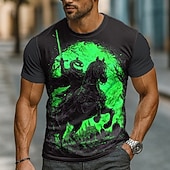 economico Magliette di Halloween-T-shirt da uomo di Halloween con teschio e zucca, girocollo, 3D, abbigliamento, stampa 3D, per feste, strada, vacanza, manica corta, grafica esagerata, designer