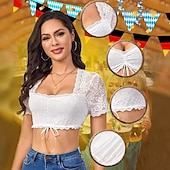 billige Bluser-Oktoberfest Blonde Beskåret Dirndl bluse Hushjelp bayerske Tysk München Enger Dame Karneval Fest Tradisjonell stil klut