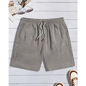 お買い得  クラシック-男性用 ショーツ リネンショーツ サマーショーツ ビーチショーツ ポケット 弾性ウエスト ドローストリング 平織り 履き心地よい 高通気性 ショート バケーション 祝日 ビーチ ハワイアン ボヘミアン ブラック ネイビーブルー