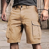 economico All&amp;#39;aperto-Per uomo Pantaloncini cargo Shorts Pantaloncini Estivi Multi-tasche Tasca con Patta Semplice Comodità Indossabile Lunghezza al ginocchio All&#039;aperto Sport Quotidiano Moda Casual Verde Cachi