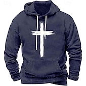 preiswerte 3D-Kapuzenpullis für Männer-Herren Kapuzensweatshirt Schwarz Weiß Rote Blau Braun Mit Kapuze Kreuz Tasche Druck Sport &amp; Outdoor Täglich Ferien Polyester Streetwear Basic Lässig Frühling Herbst Bekleidung Kapuzenpullover